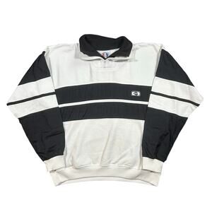 Vintage 90s Greenline Sport Double Quarter Zip Rugby Like Sweatshirt